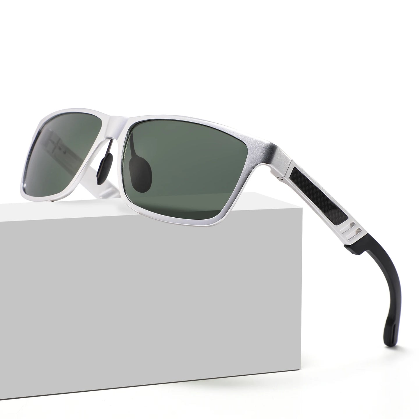 Polarized Black Sunglasses for Men: Classic Rectangle Design - Men's Driving Sun Glasses