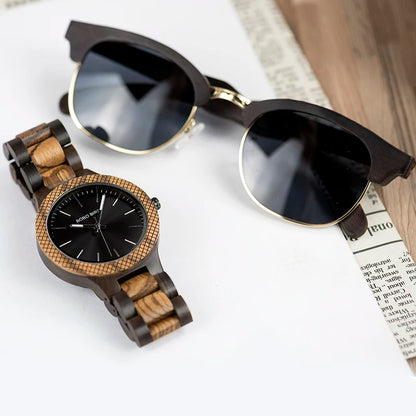 Wooden Sunglasses - Eco-Friendly Wooden Sunglasses and Watch Set