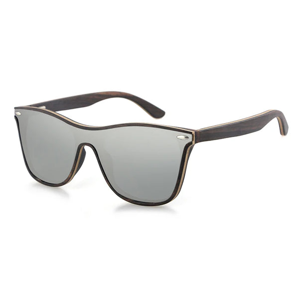 Square Bamboo Wood Sunglasses with Blue Polarized UV Lens - Wood Sunglasses