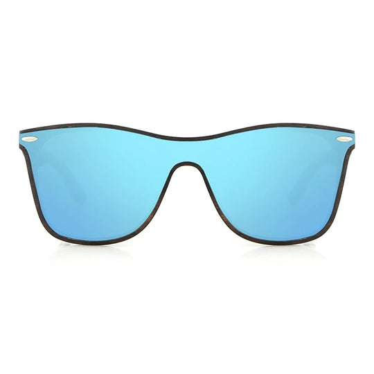 Square Bamboo Wood Sunglasses with Blue Polarized UV Lens - Wood Sunglasses