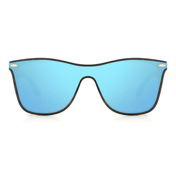 Square Bamboo Wood Sunglasses with Blue Polarized UV Lens - Wood Sunglasses