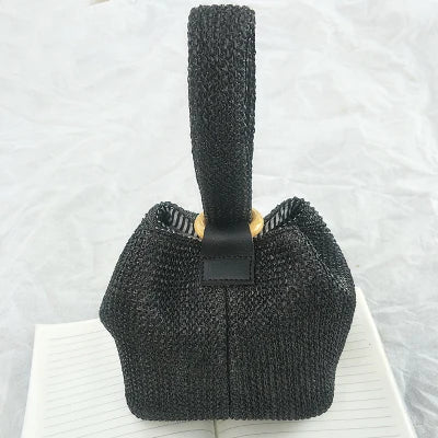 Fashion Shoulder Straw Bags - Unique Knit Design with Floral Decorations