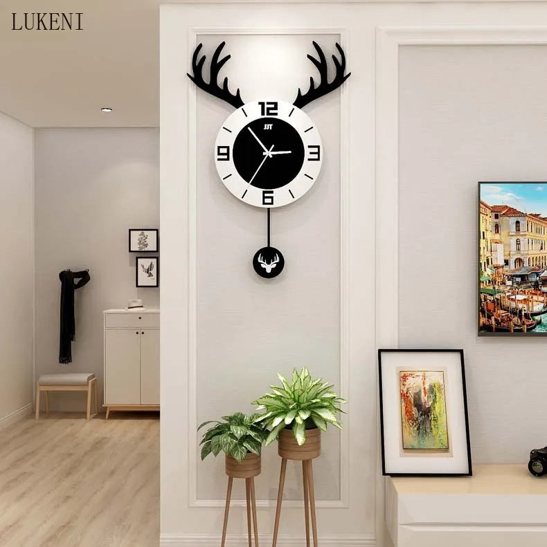 Stylish Nordic Deer Head Wall Clock – Modern Home Decoration