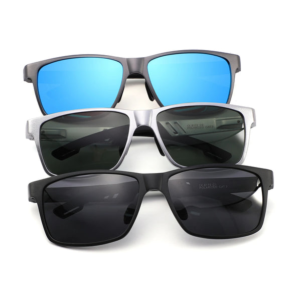 Polarized Black Sunglasses for Men: Classic Rectangle Design - Men's Driving Sun Glasses