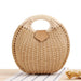 Women's Natural Rattan Handwoven Handbag – Round Shell Boho Beach Bag