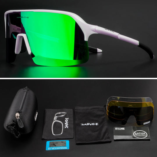 Men Bike Bicycle Cycling Glasses: Custom UV400 Polarized Sunglasses Kapvoe MTB