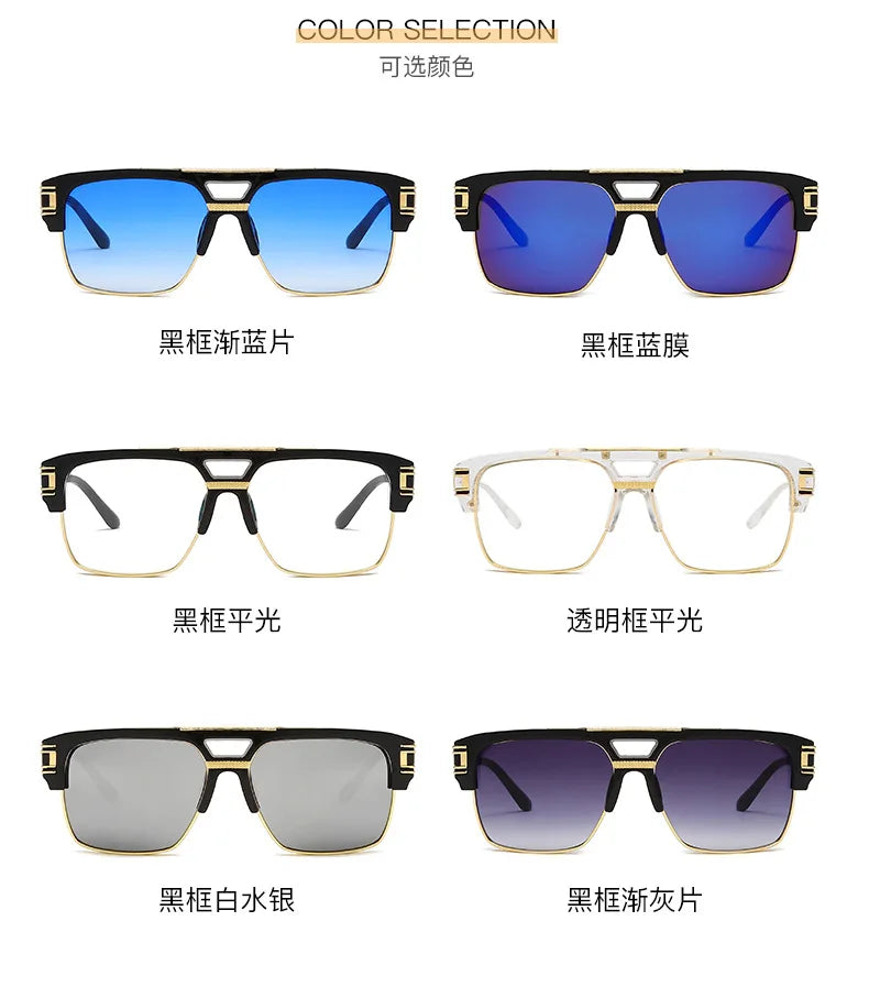 Fashionable Eyewear for Women and Men : Trendy Square Metal Sunglasses