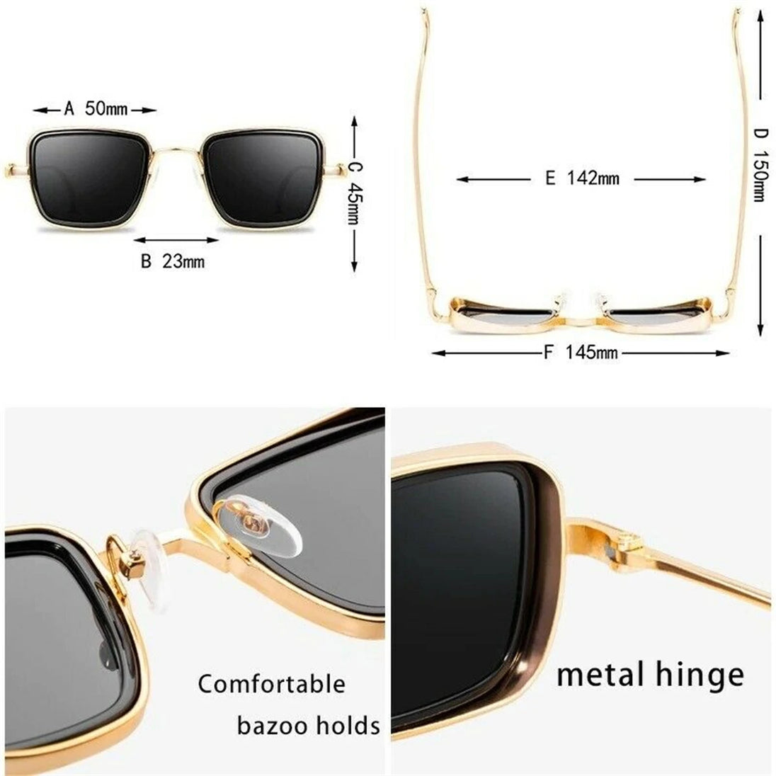 Retro Steampunk Sunglasses for Men and Women - Vintage Square Metal Shades