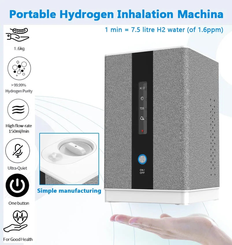 Hydrogen Generator H2 Inhalation Machine – 150ml/min, 99.99% Pure Hydrogen