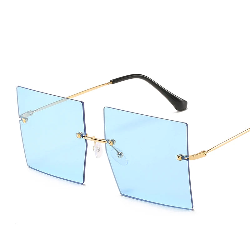 Sun Glasses Oversized Rimless Square Shape Sunglasses for women