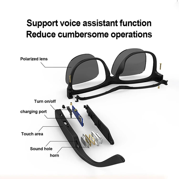 Lenovo C8 Smart Glasses Headphones: Wieless Polarized Lens Sunglasses for Outdoor Sports