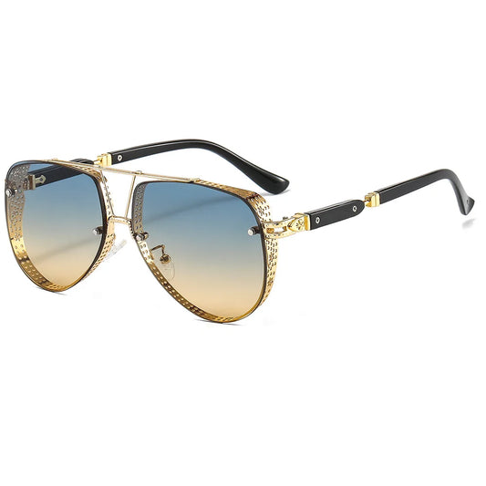Luxury Metal Aviation Sunglasses: Trendy Oversized Shades for Women and Men