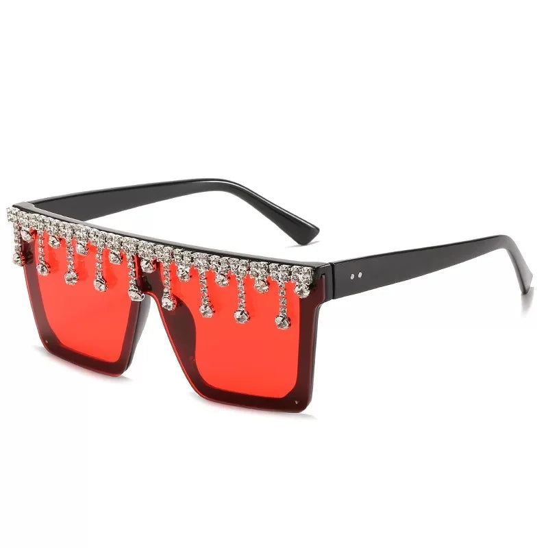 Rhinestone Diamond Sunglasses for Women - Crystal Square Rimless Shades