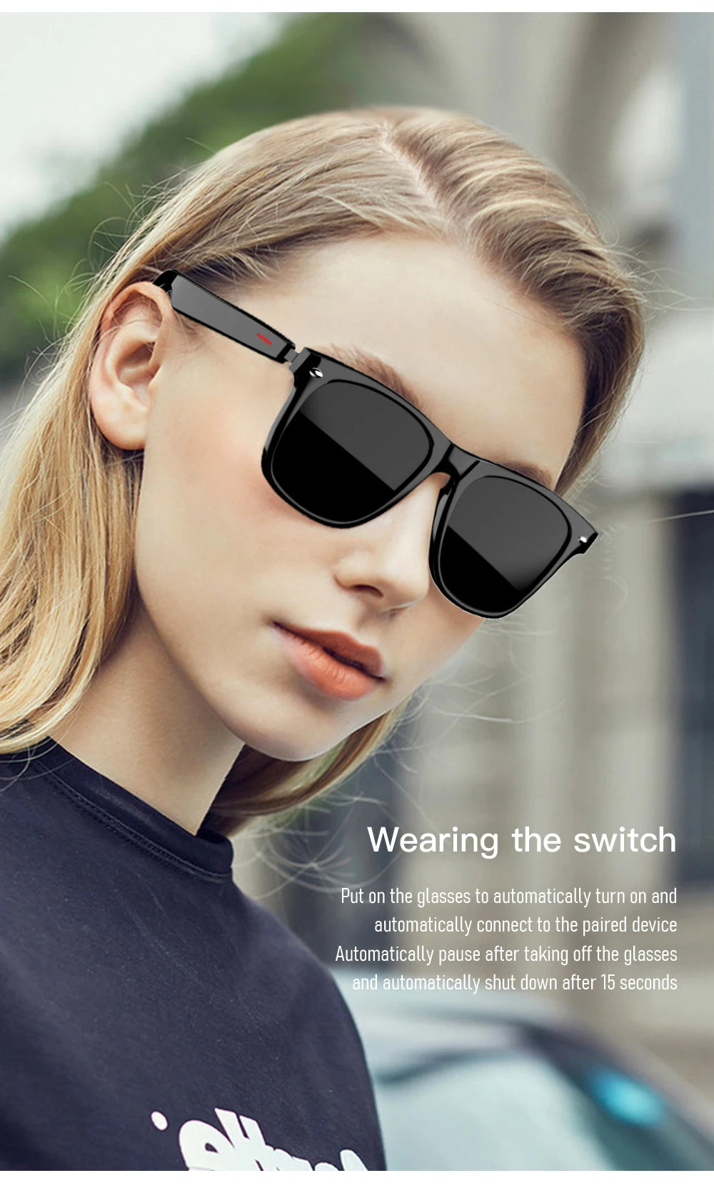 Bone Conduction Earphone Sunglasses with Wireless BT Technology