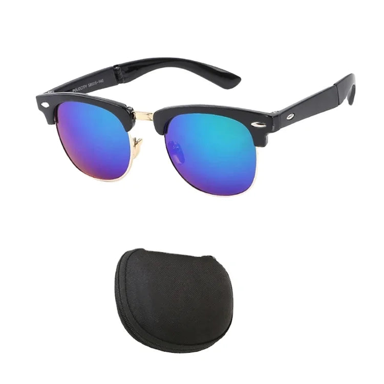 Polarized Black Mirror Blu Ray Shades - Portable Folding Fashion Sunglasses for Women and Men