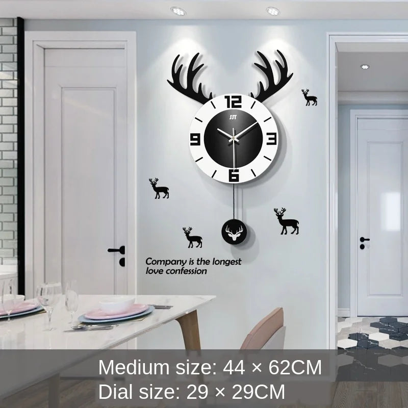 Stylish Nordic Deer Head Wall Clock – Modern Home Decoration