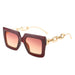 Square Glasses Chain Leg Sunglasses: Trendy Oversized Eyewear for Fashionable Women