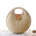 Women's Natural Rattan Handwoven Handbag – Round Shell Boho Beach Bag