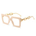 Square Glasses Chain Leg Sunglasses: Trendy Oversized Eyewear for Fashionable Women