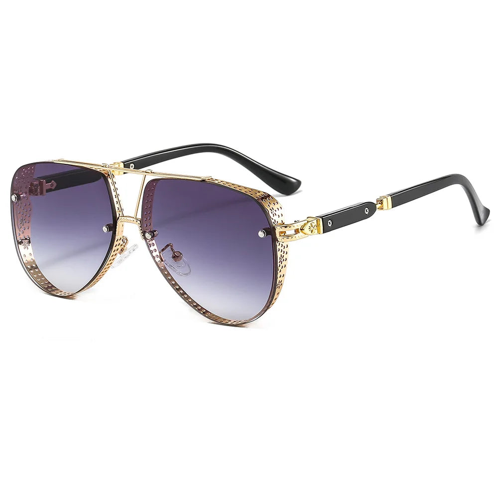 Luxury Metal Aviation Sunglasses: Trendy Oversized Shades for Women and Men