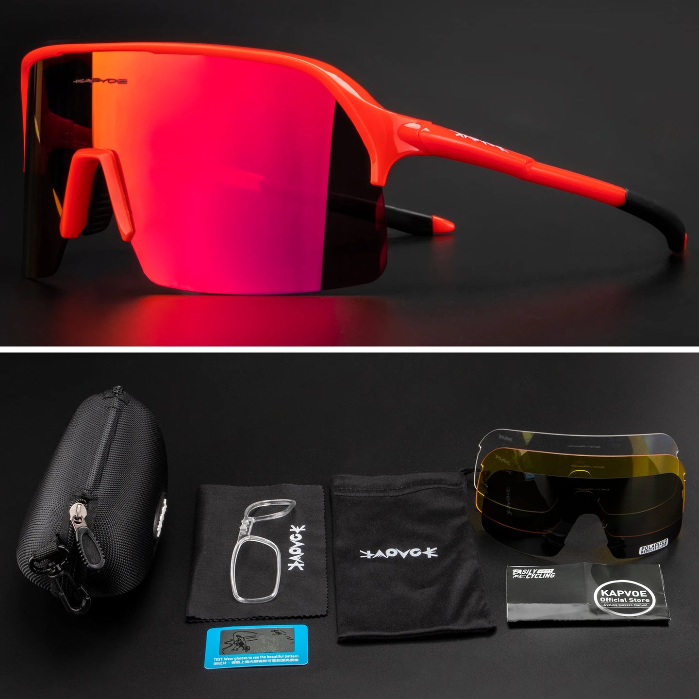 Men Bike Bicycle Cycling Glasses: Custom UV400 Polarized Sunglasses Kapvoe MTB