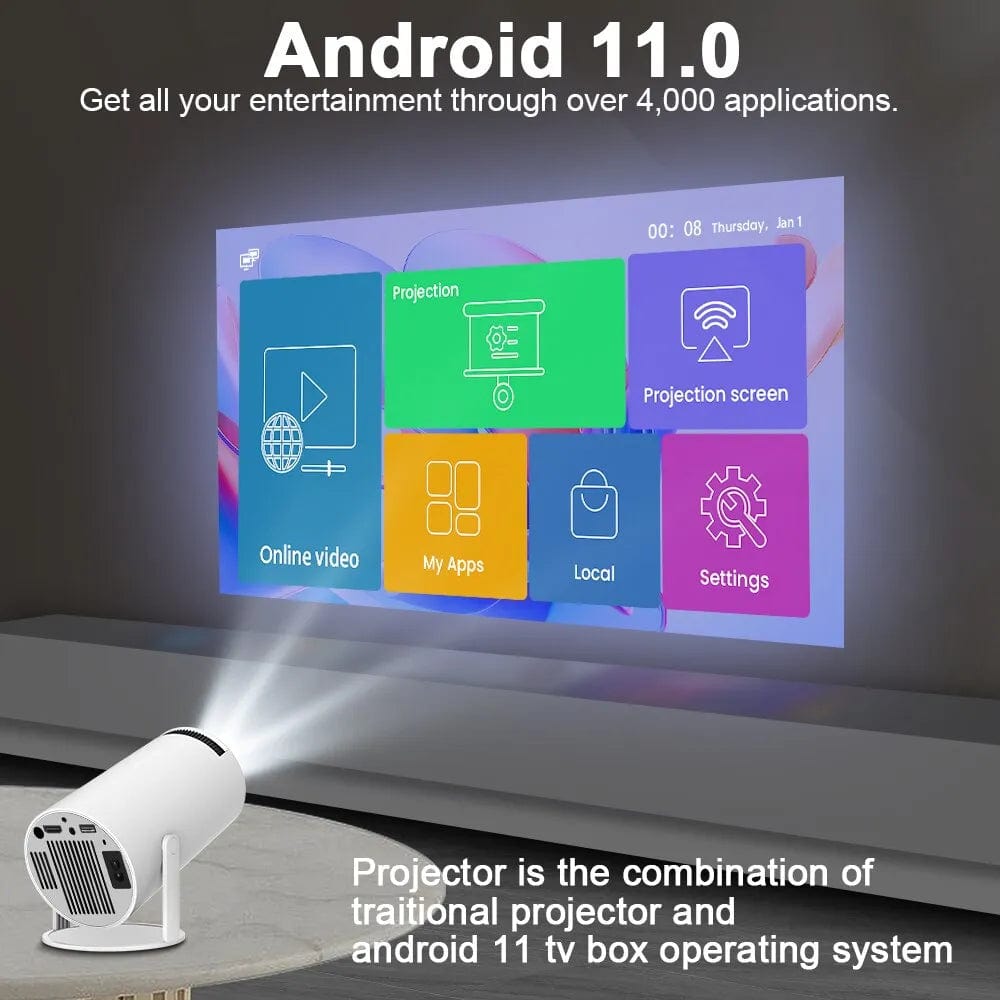 Ultimate Portable Smart 4K Android Mini Home Theater LCD Projector