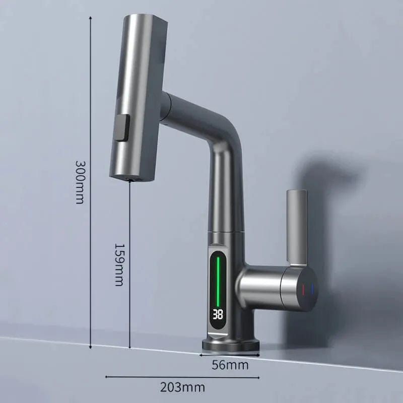 Waterfall Basin Faucet Stream Sprayer Hot Cold Water Sink Mixer