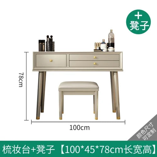 Light Luxury Cherry Wood Dressing Table | Modern American Style | Complete Installation