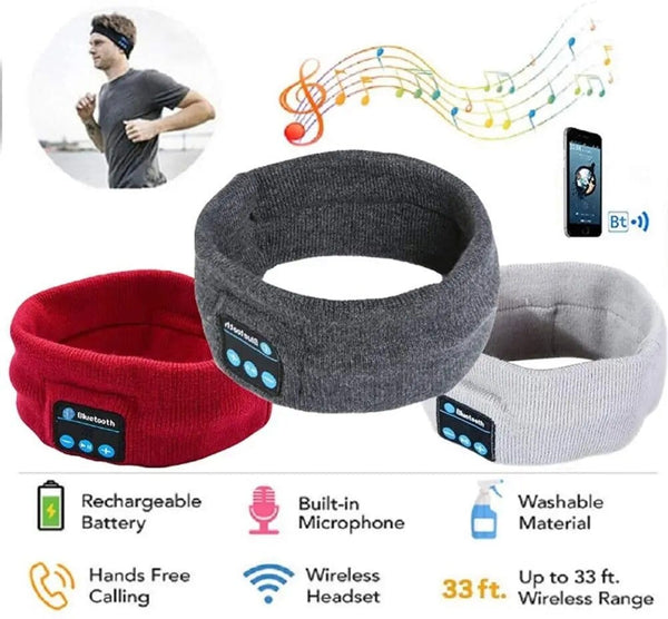 Wireless Bluetooth Headband Sleeping Headphones Sports Earphone Music Hat with Thin HD Stereo Speakers Eye Mask for Side Sleeper