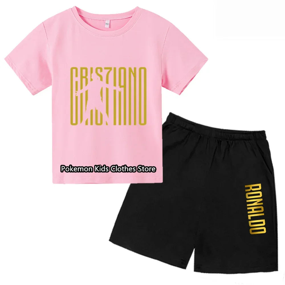 CR7 Baby Boys Clothing Sets - Summer Kids Sports T-shirt + Shorts 2-piece Set