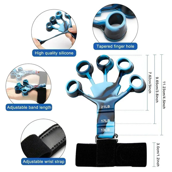 Finger Grip Strengthener | 6 Levels Resistance Hand Exerciser | Portable & Durable
