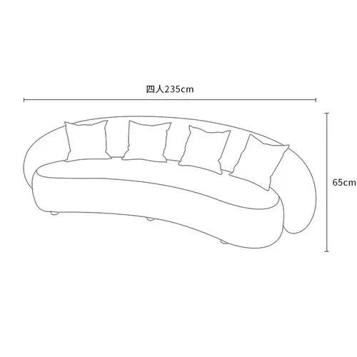 Minimalist 3-Seater Sofa – White Lambswool Curved Sofa for Living Room Comfort