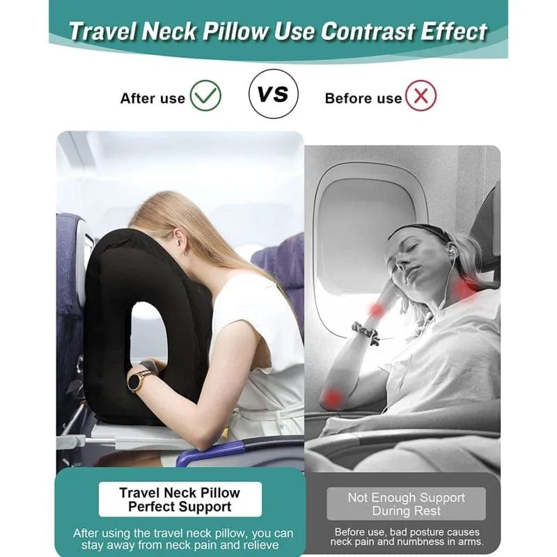 Inflatable Travel Pillow,Inflatable Airplane Pillow Comfortably Supports Head Neck and Chin,Inflatable Neck Pillow for Travel