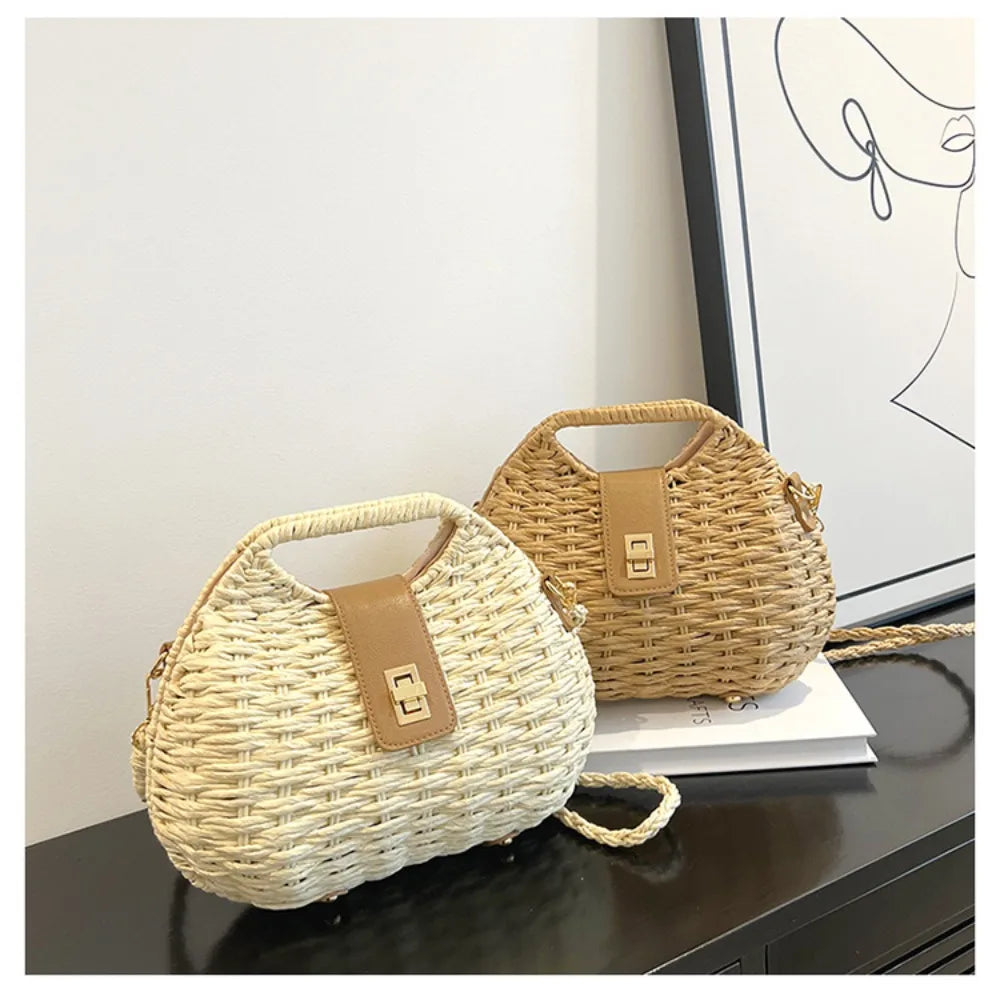 Elegant Fashion Straw Woven Bags - Versatile Rattan Crossbody & Shoulder Bag