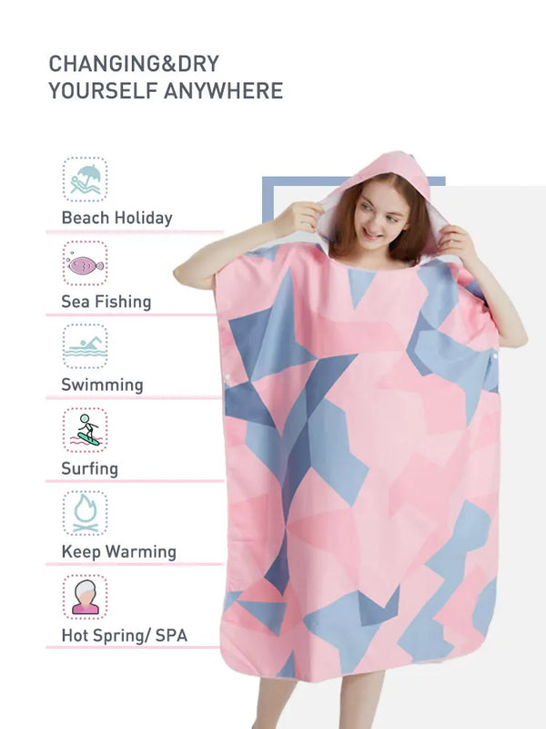 Surf Poncho Towel Poncho Quick-Dry Towel Hoodie Microfiber Beach Robe Changing Poncho Swim Towel Beach Poncho For Adults A5