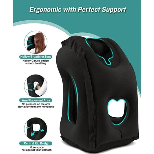 Inflatable Travel Pillow,Inflatable Airplane Pillow Comfortably Supports Head Neck and Chin,Inflatable Neck Pillow for Travel