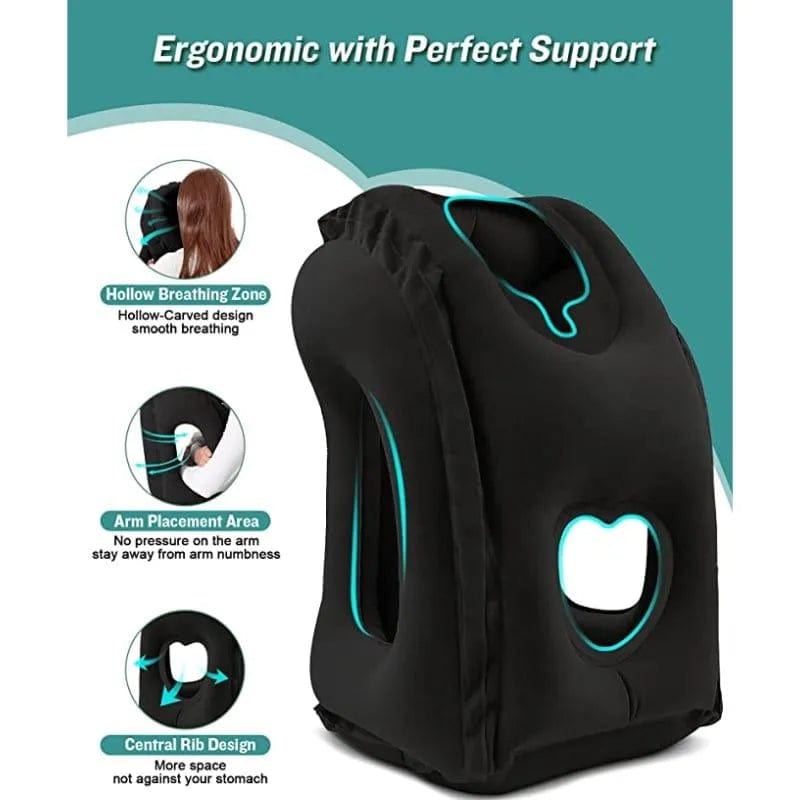 Inflatable Travel Pillow,Inflatable Airplane Pillow Comfortably Supports Head Neck and Chin,Inflatable Neck Pillow for Travel