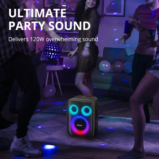 Tronsmart Halo 200 Speaker 120W Karaoke Party Speaker with 3 Way Sound System, Built-in/Wired Mic, Guitar Input, APP Control