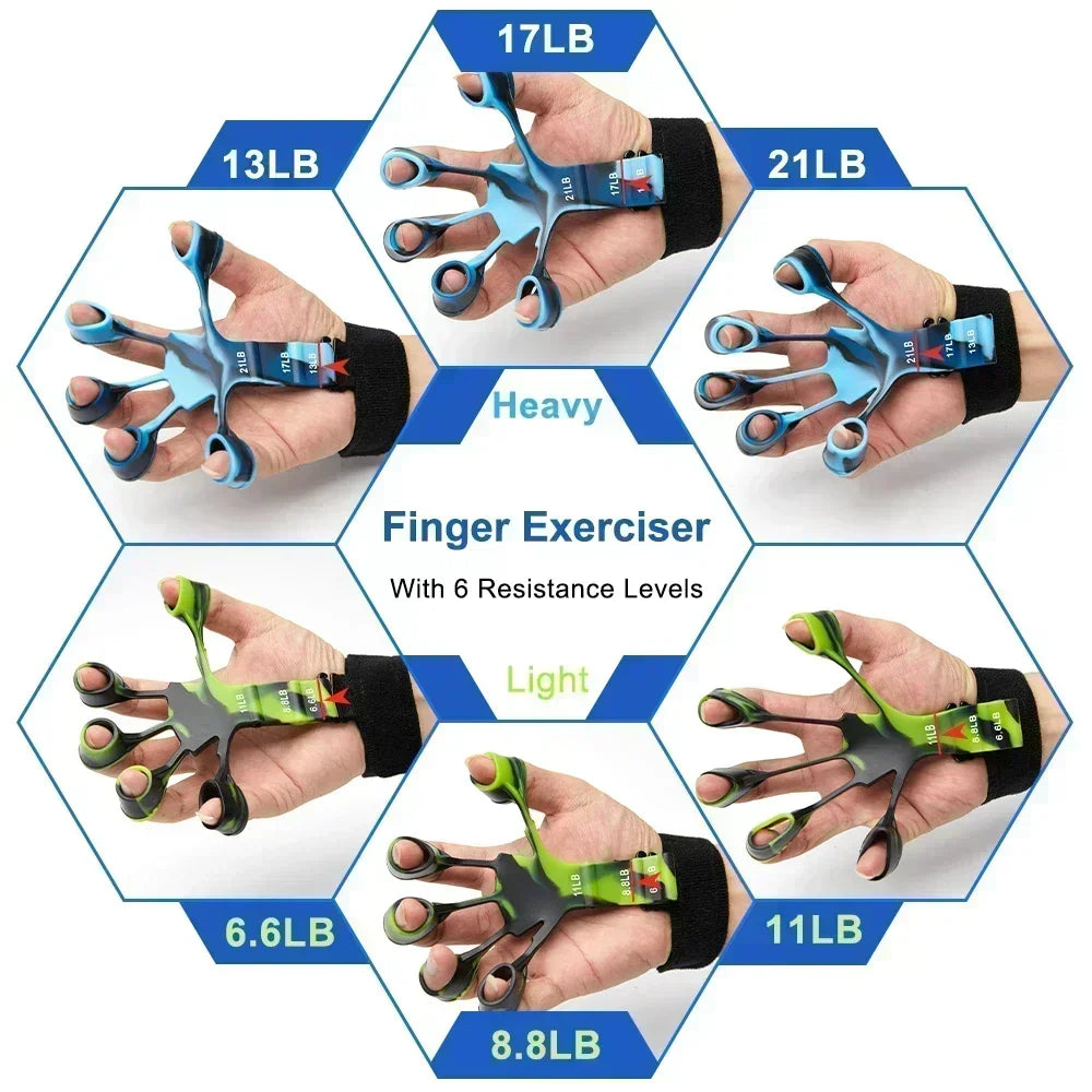 Finger Grip Strengthener | 6 Levels Resistance Hand Exerciser | Portable & Durable