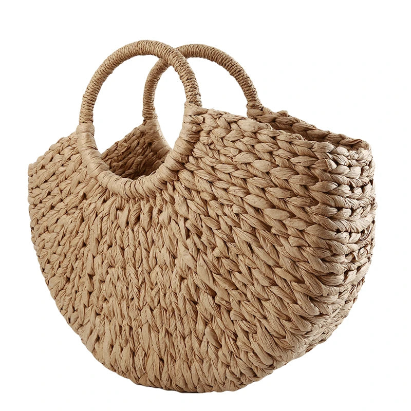 Handmade Rattan Handbag – Simple All-Match Tote for Women