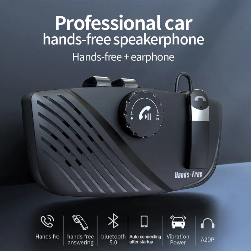 Drive Smart, Drive Safe: 2-in-1 Bluetooth Handsfree Car Kit with Sun Visor Speakerphone and Wireless Earphone