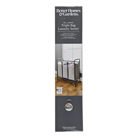 Laundry Made Stylish: Better Homes & Gardens Oversized 3 Bag Wheeled Laundry Sorter