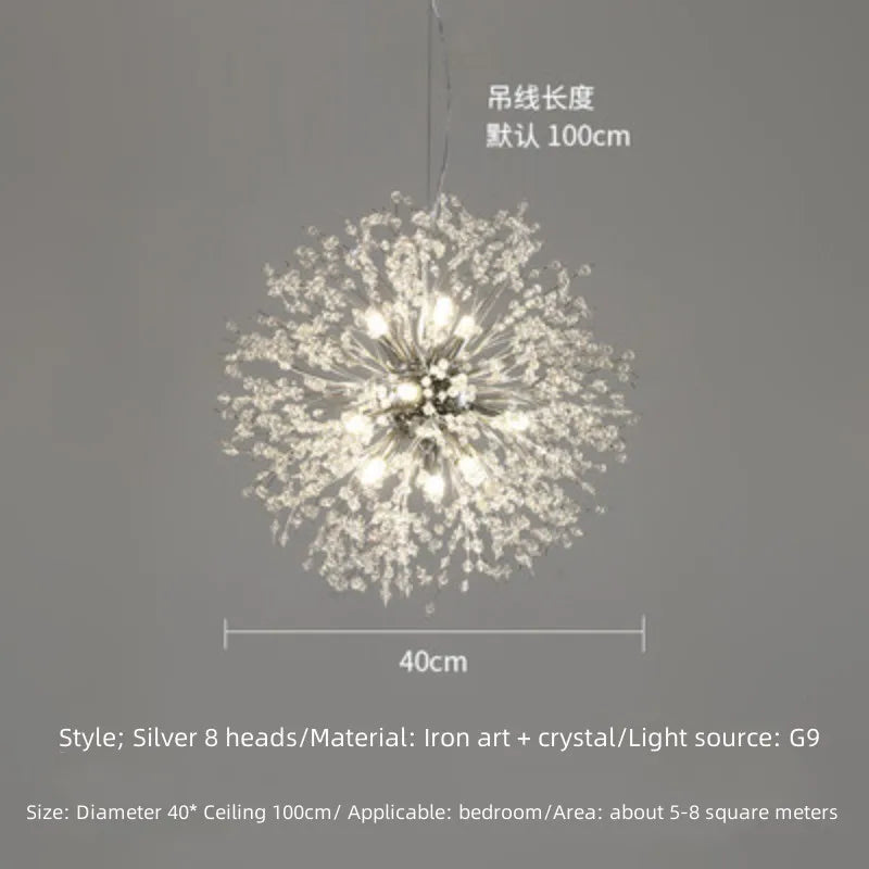 Modern Fireworks Crystal Chandelier | Dimmable LED Light for Bars & Clothing Stores