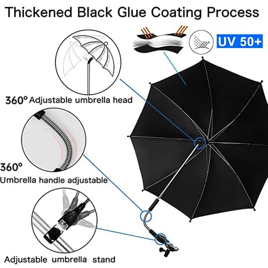 UV Protection Baby Stroller Umbrella: Sunscreen Rain Cover - Universal Accessory