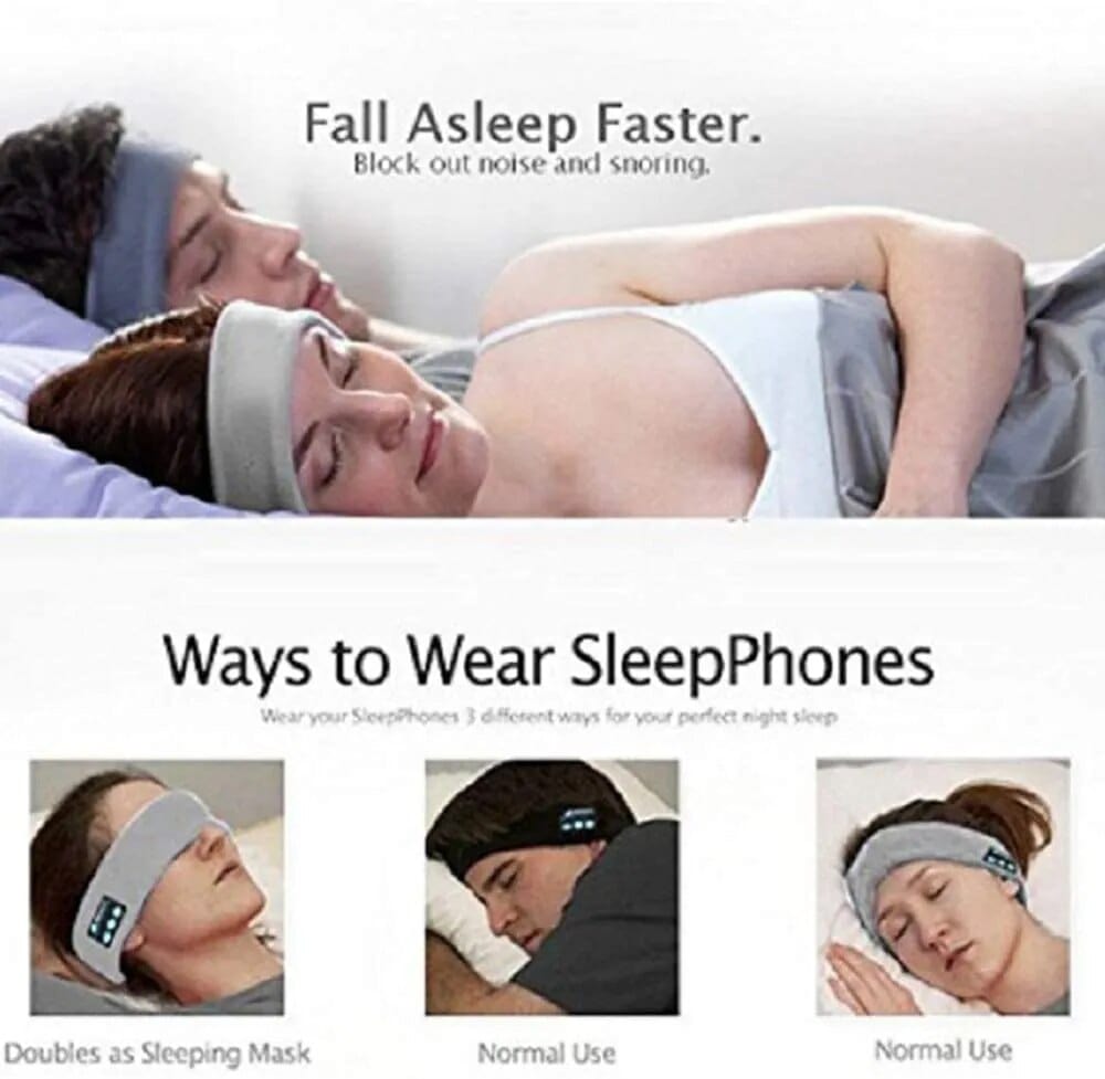 Wireless Bluetooth Headband Sleeping Headphones Sports Earphone Music Hat with Thin HD Stereo Speakers Eye Mask for Side Sleeper