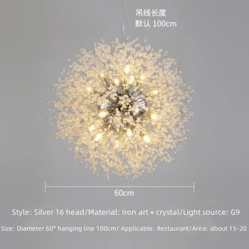 Modern Fireworks Crystal Chandelier | Dimmable LED Light for Bars & Clothing Stores