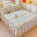 Bonenjoy Bed Skirt Cartoon Style Bed Cover Ruffled Bedsheet falda de cama Quilted Mattress Covers Lace Bedspread No Pillowcase