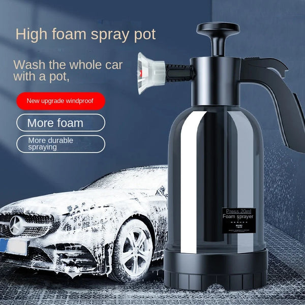 Snow Foam Car Wash Spray Bottle - 2L Hand Pump Foam Sprayer with 3 Nozzles for Easy Cleaning