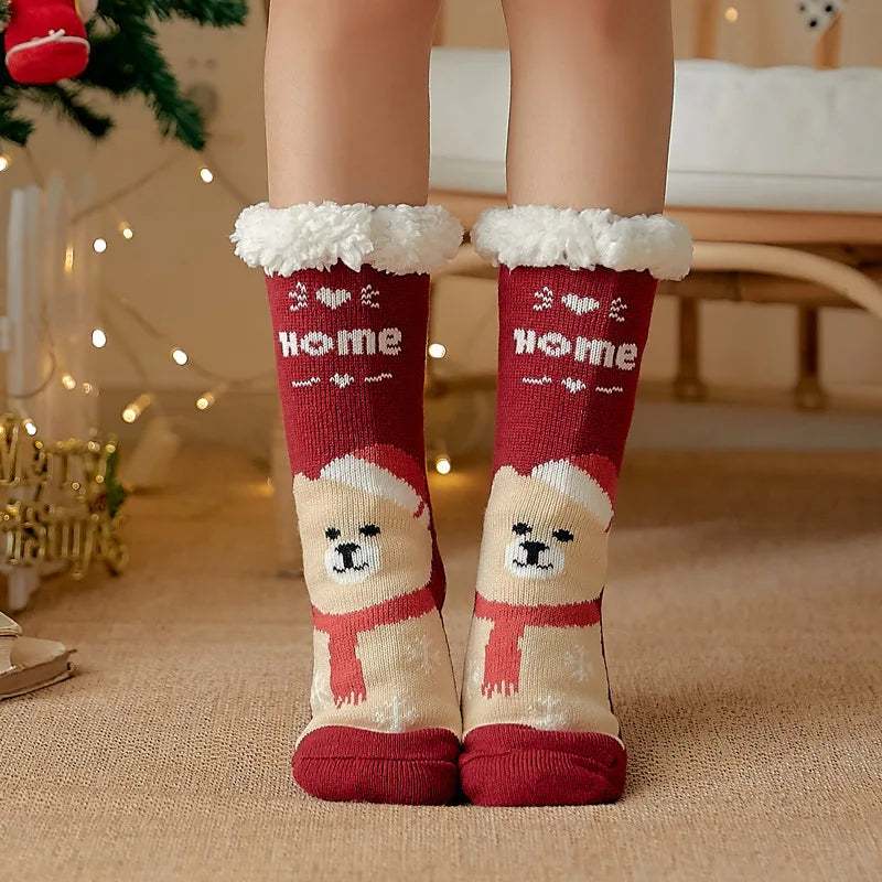 Warmth Meets Whimsy: Fuzzy Fluffy Deer, Elk, and Bear Socks – Perfect Winter Treat