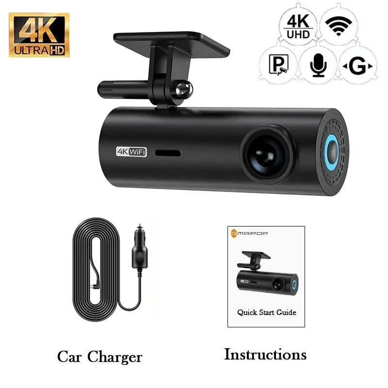 4K Car DVR Video Recorder – Dash Cam with Night Vision, Loop Recording & WIFI